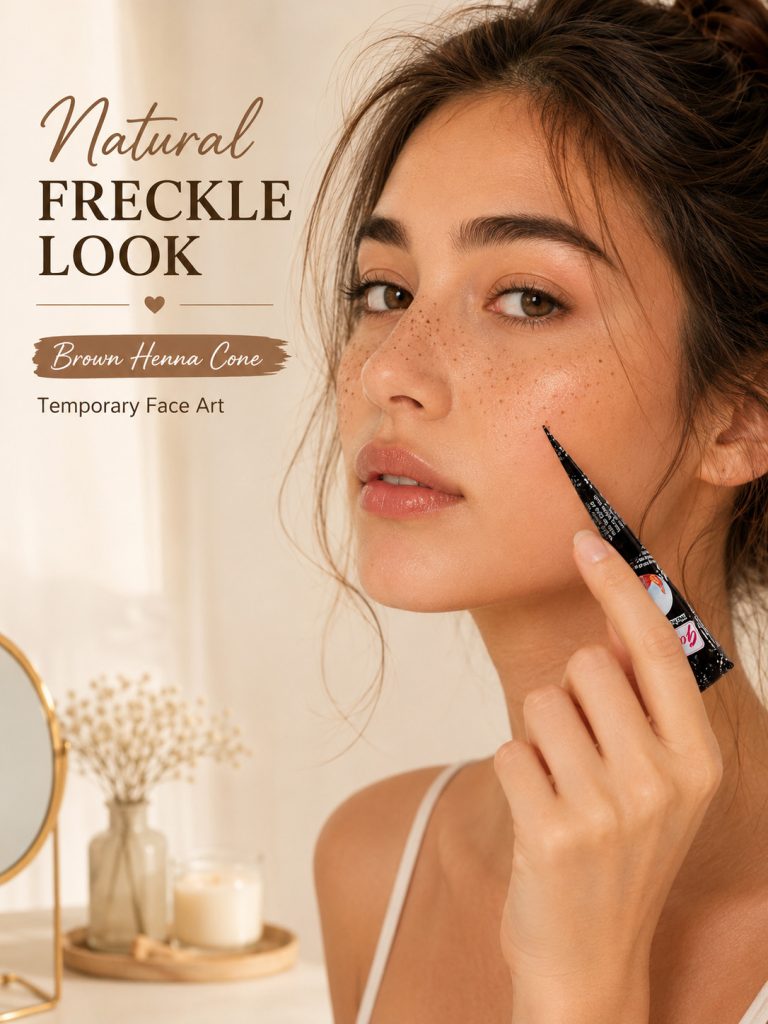 natural looking faux freckles with brown henna
