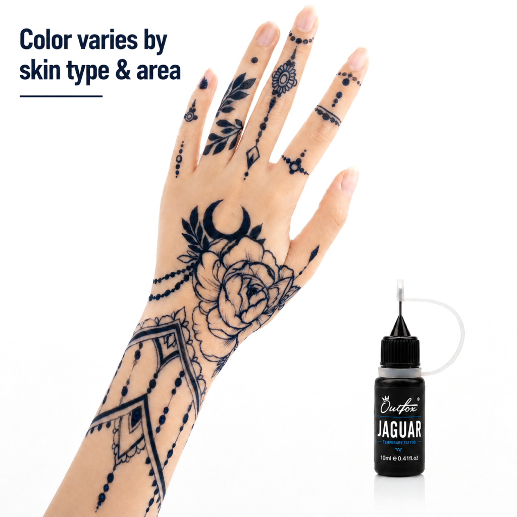 blue black temporary tattoo final effect