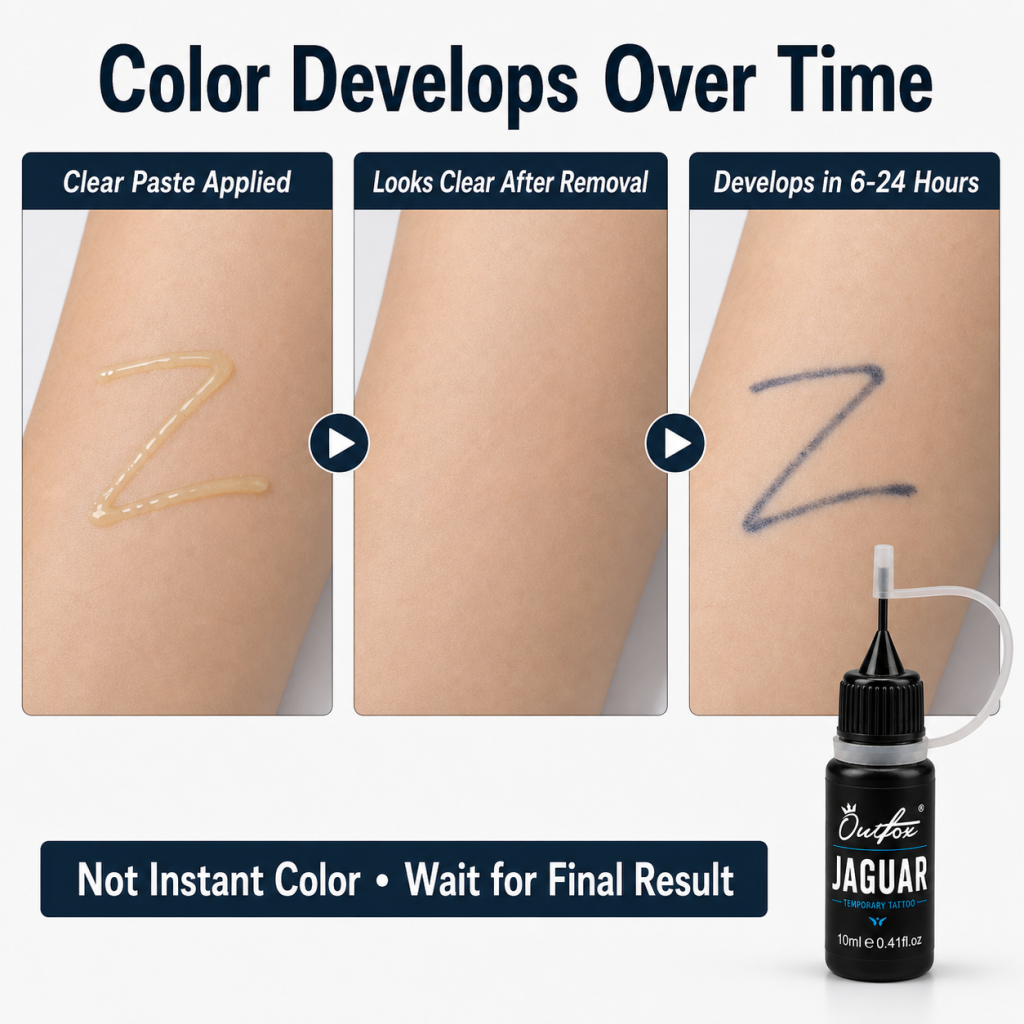 temporary tattoo color development process