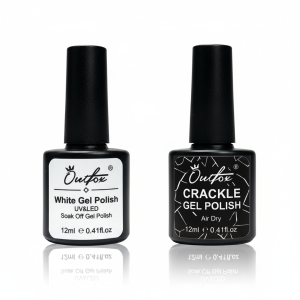 Outfox crackle gel nail polish kit QT0559 with white base coat
